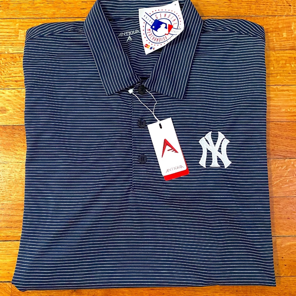 New York Yankees Pin Stripe Polo - Size Large (Men's)